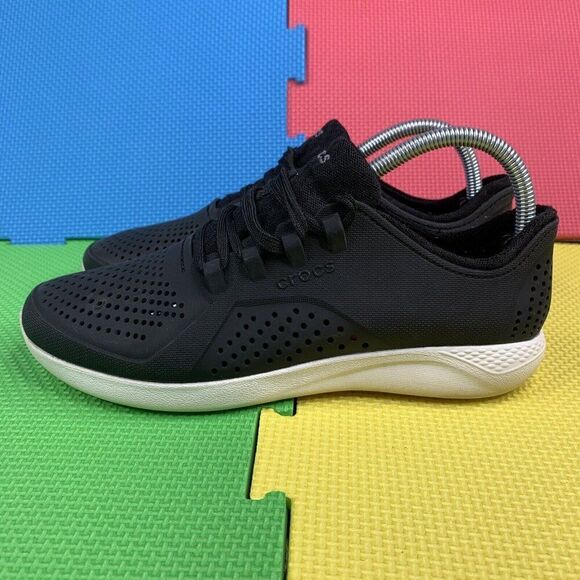 CROCS Shoes - Crocs Lite Ride Pacer Perforated Women's 9 Sneaker Lace Up 205234 Black *Flaws